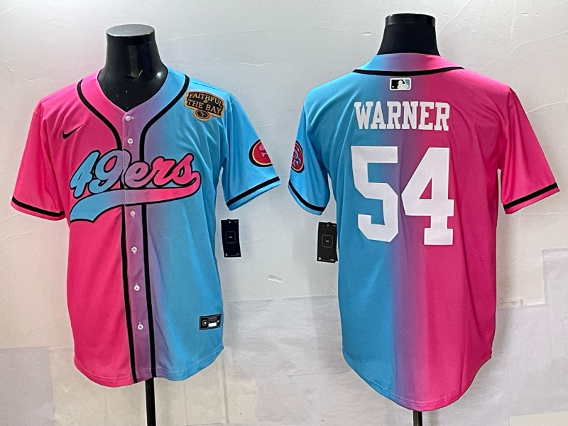Men 2025 San Francisco 49ers #54 Warner Pink Blue pink Nike Limited NFL Jersey 015